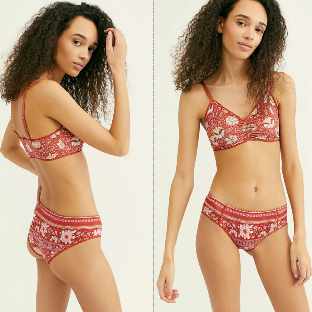 New spell x FP cherry Poinciana bralette red bra XS wild thing intimates